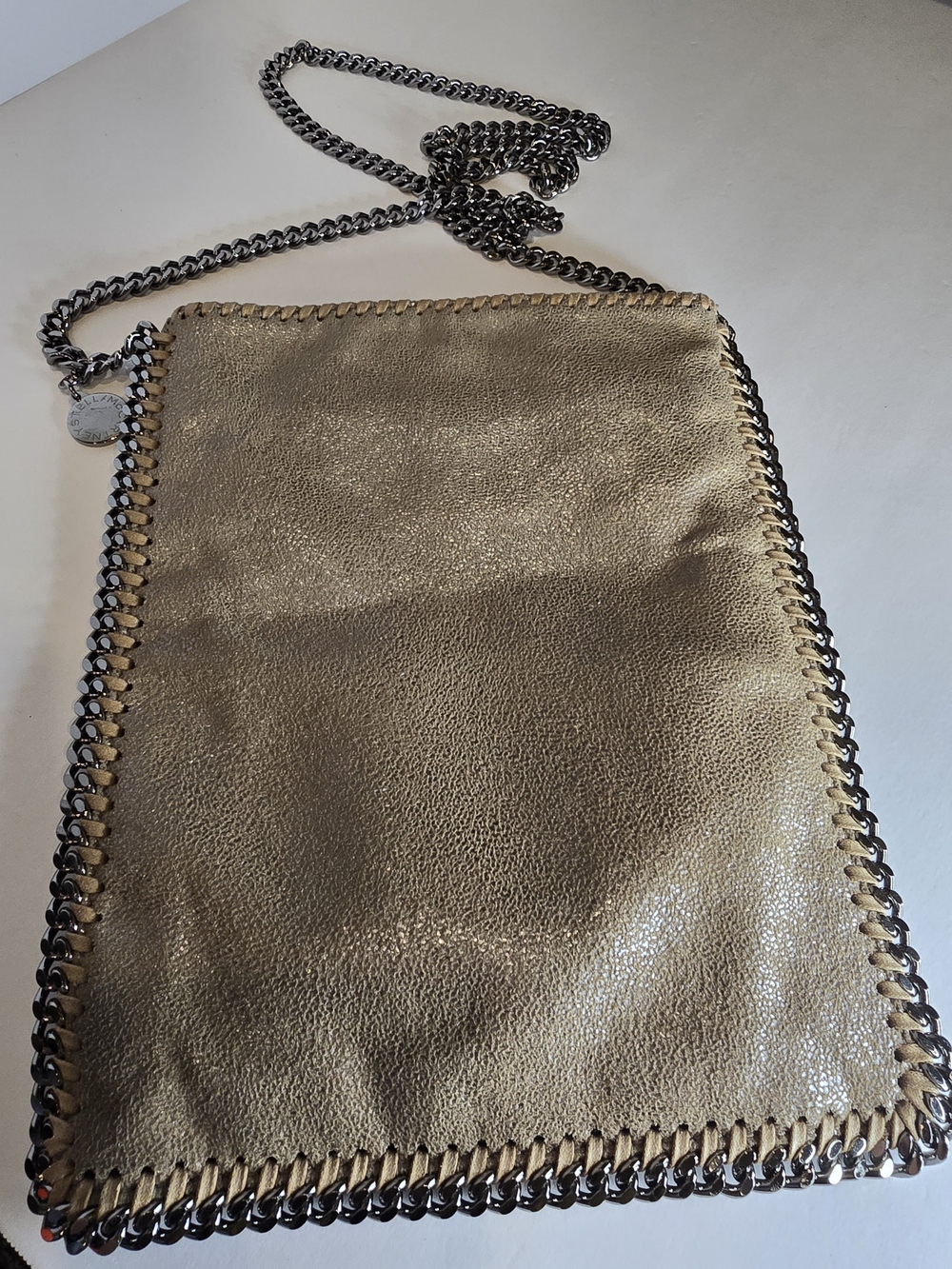 Stella McCartney Taupe Shiny Chain-Trim Crossbody - Picture 11 of 12